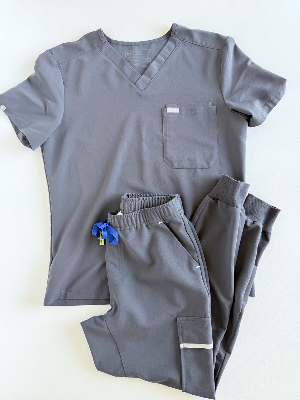 FIGS Technical Collection Slim Jogger Scrub Set Slate Gray M Top S Pants